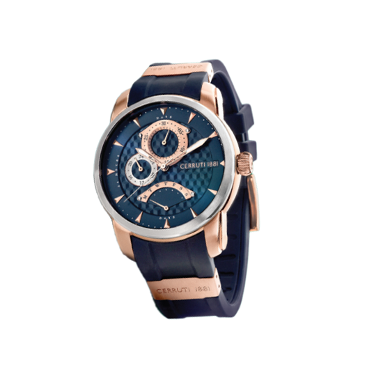 Cerruti 1881 Stainless Steel Rose Gold Case Blue Strap 