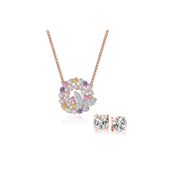 Toscow Enchanted Wings Crystal Necklace And Earrings
